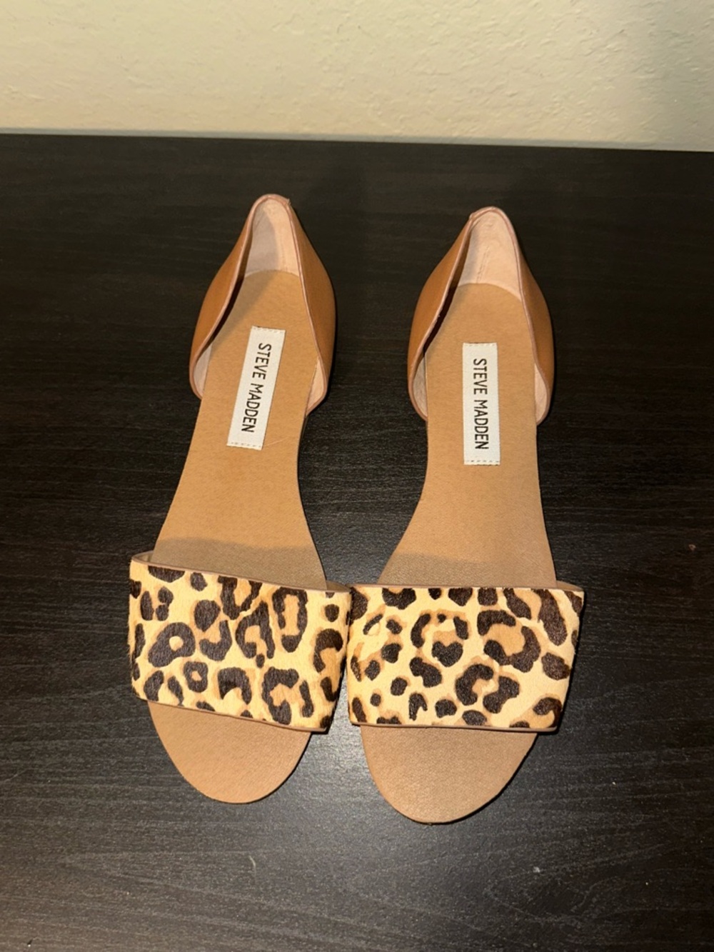 Steve Madden Women's Leopard Print Open-Toe Flats